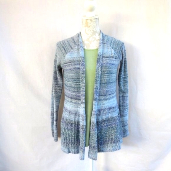 New Sonoma Sweater Costal Blue Striped Lightweight Cotton Open Cardigan Size SP - Picture 1 of 12